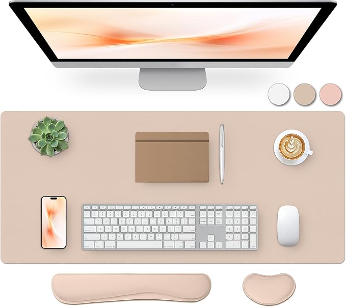 Bloss Leather Desk Pad and Keyboard Wrist Rest, Large Mouse Pad + Keyboard by Bloss