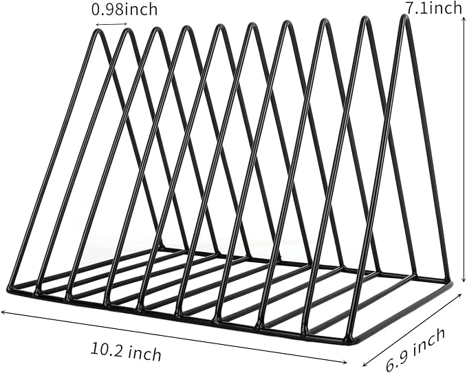 EASEPRES Vinyl Record Holder Storage, 9 Slot Metal Magazine Book Album Display - Image 2