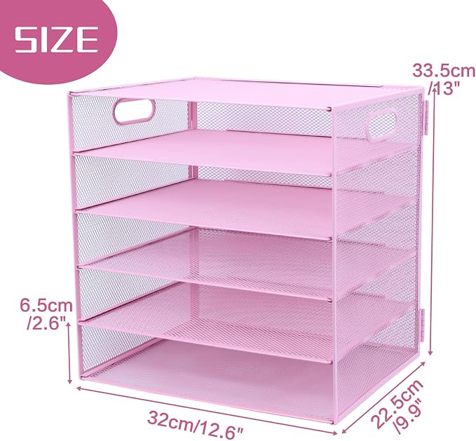 5 Tier Lettrer Tray Organizer, Metal Mesh Desk File Organizer - Image 2