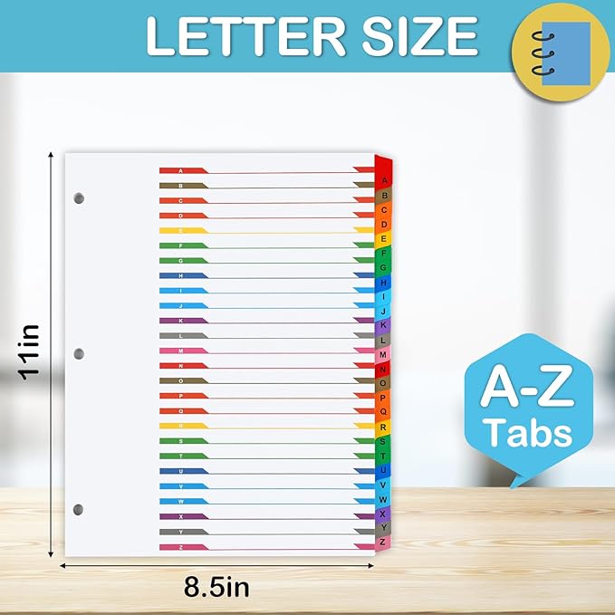 Alphabet Binder Dividers for 3 Ring Binder, COIDEA A-Z Dividers for 3 Ring - Image 2