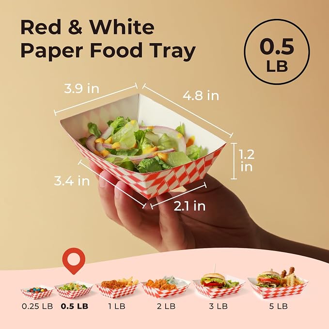 Fit Meal Prep [250 Pack 0.5 lb Paper Food Boats Heavy Duty Disposable Food Trays - Image 2