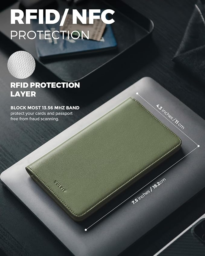 VULKIT Passport Holder Wallet RFID Blocking Travel Wallet - Image 3