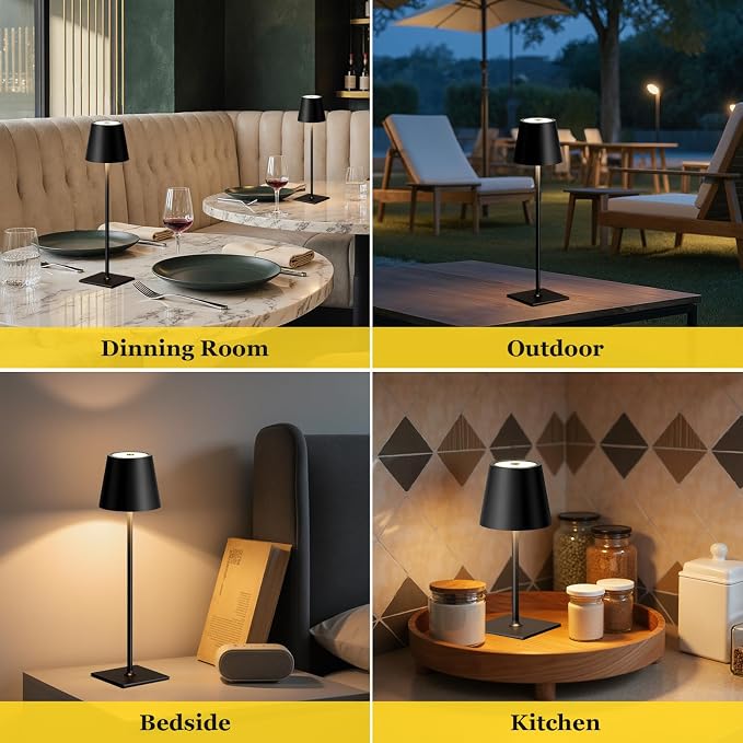 Kakanuo Cordless Rechargeable Table Lamp Black 5000mAh Battery Operated Lamps - Image 3
