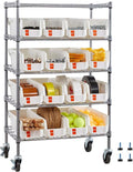 VEVOR 5-Tier Rolling Bin Storage Rack, 16 Organizer Bins, Bin Rack Storage by VEVOR