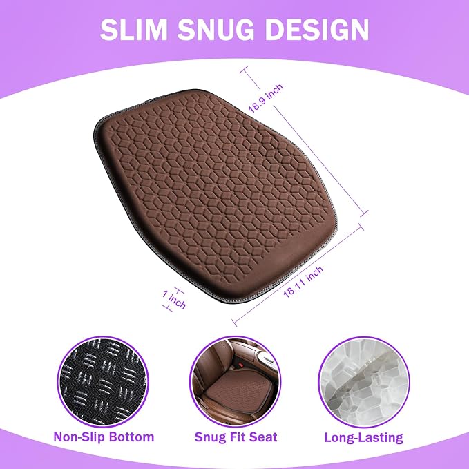 Thin Premium Gel Seat Cushion for Car Seat, Office Chair, Wheelchair, Golf Cart - Image 2