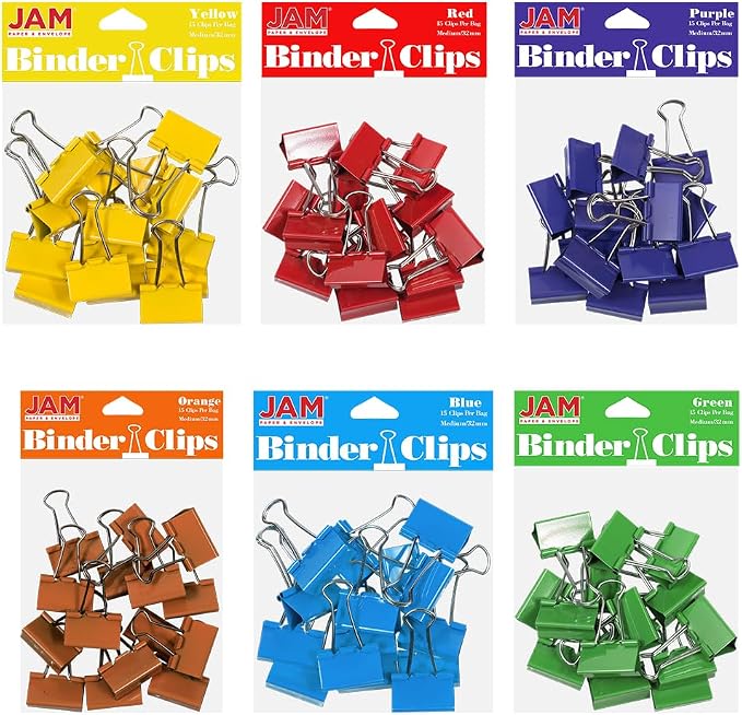 JAM PAPER Colorful Binder Clips Assortment by JAMPaper