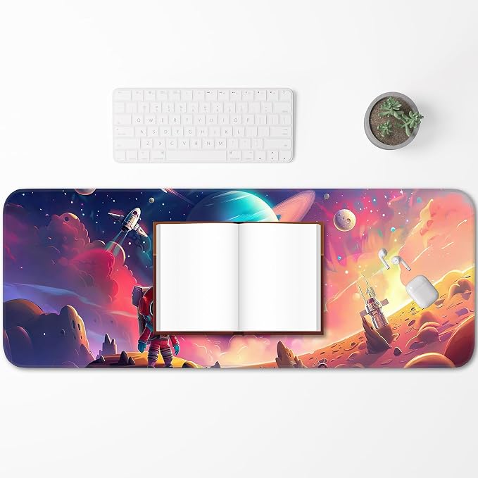 Gaming Mouse Pad, Non-Slip Rubber Band Stitched Edge, Astronaut Planet Space - Image 6