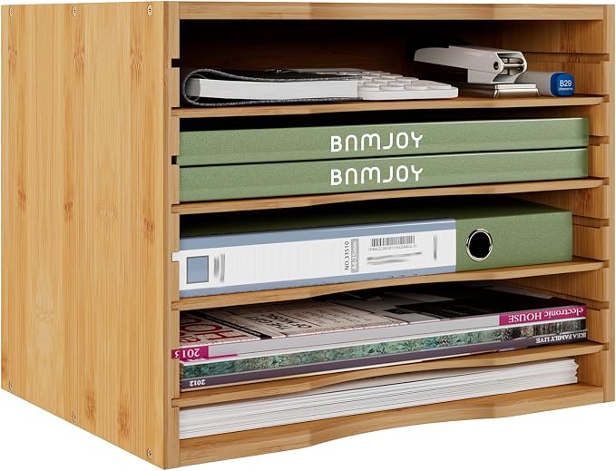 Bamjoy Bamboo 5 Tier Desktop Organizer, Paper Organizer Mail Sorter, File - Image 6