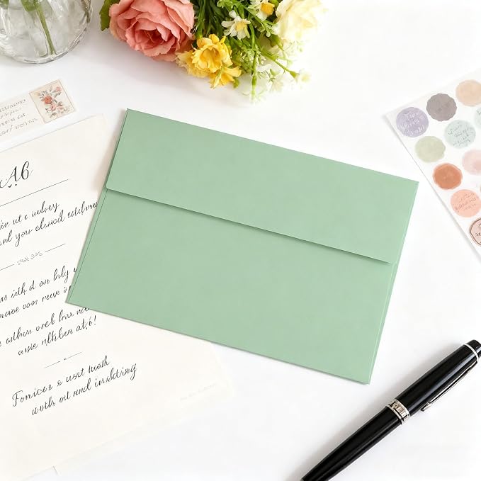 100 Packs 5x7 Sage Green Envelopes, A7 Envelopes - Image 6