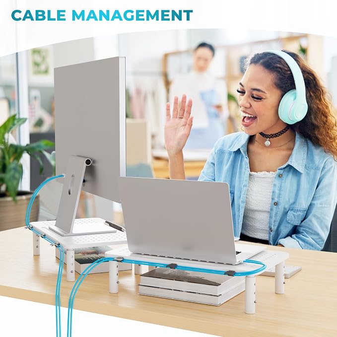BONTEC Monitor Stand for Desk 2 Pack, 3-Level Height Adjustable Metal Monitor - Image 9