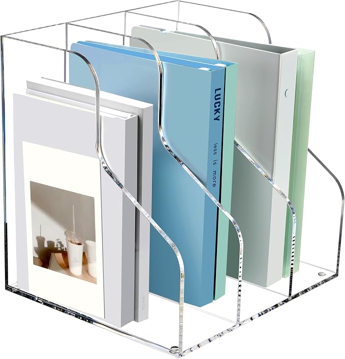 SANRUI 3 Slots Acrylic Magazine Holder, Desktop File Sorter Organizer Rack by SANRUI