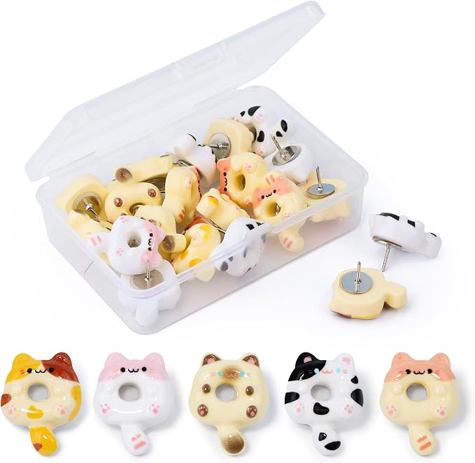Decorative Cute Push Pins for Bulletin Board, Thumb Tacks, Cork Board Desk Wall by krastmon
