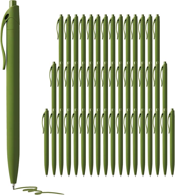 deegtran Pens Bulk, 50 Pack No Bleed Sage Green Click Pen, Wholesale by DEEGTRANPENS