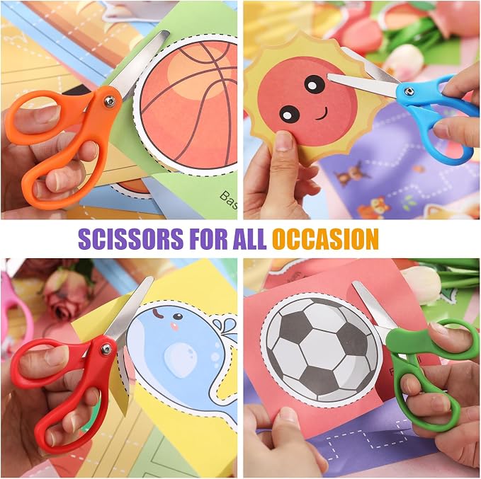 BURVAGY 48 Packs 5" Small School Student Blunt Tip Craft Kids Scissors - Image 7