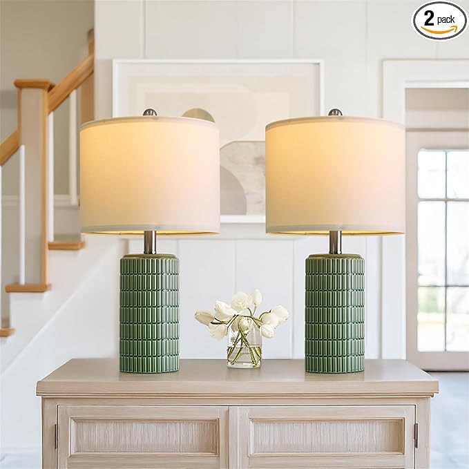 PoKat 20.75" Small Modern Ceramic Table Lamps Set of 2 by Pokat
