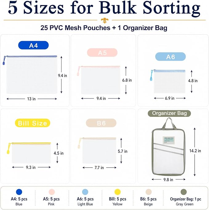 25 Pack PVC Mesh Zipper Pouches - Image 2