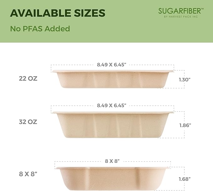 Harvest Pack 32 oz PFAS FREE Disposable Food Trays - Image 6