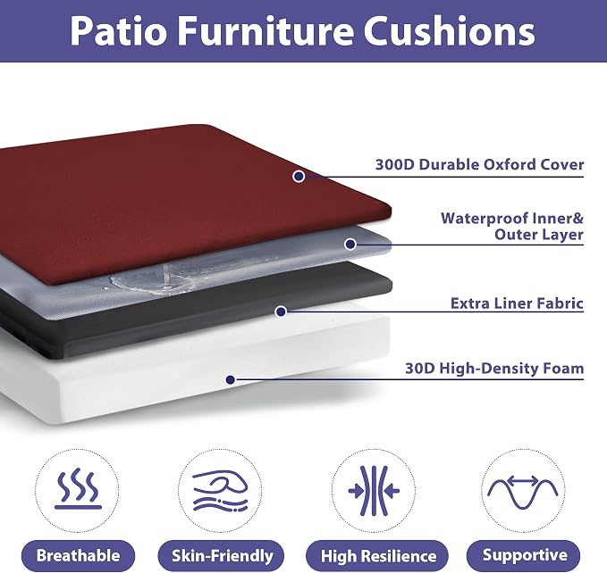 IPYNBAP Outdoor Chair Cushions Set of 4 -Waterproof Outdoor Seat Cushions - Image 2
