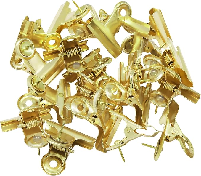 30Pcs Gold Push Pins Metal Push Pin Clips, Pushpin Clip Bulldog Clip - Image 5
