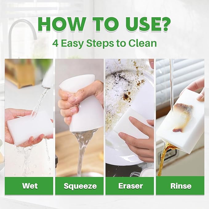 Magic Sponge Eraser 100 Pack, GRS Certified Melamine Sponge | No Scratch & - Image 4