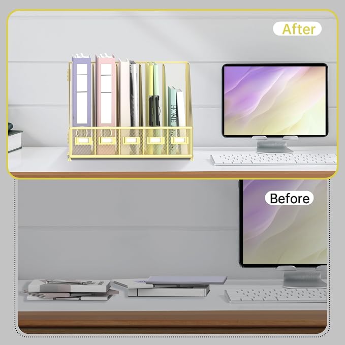 SUPEASY Desk Organizers Metal Desk Magazine File Holder - Image 5