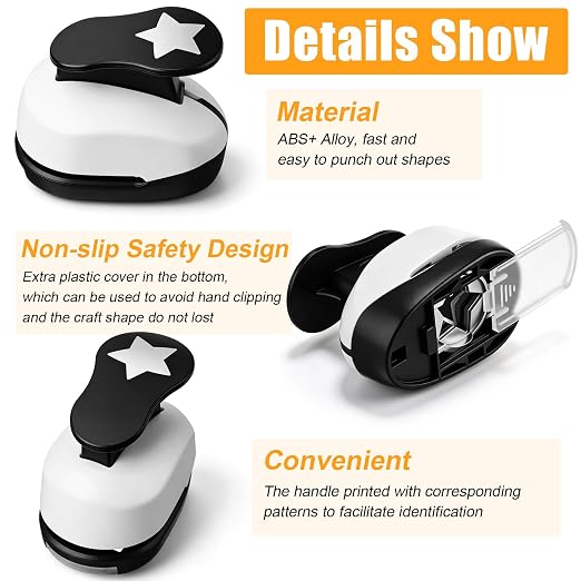 CHENGU 3 Pack Craft Paper Punch Star 2, 1 and 5/8 Inch Punch Paper Punchers - Image 3