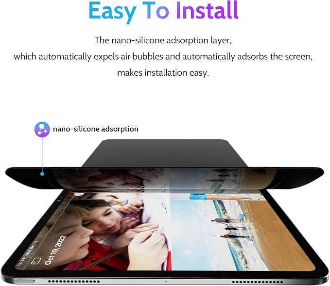 Peslv Privacy Screen Protector for iPad Pro 11 Inch M4/M5, Anti Glare Blue - Image 4