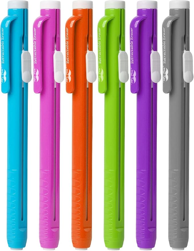 Mr. Pen- Retractable Mechanical Eraser Pens, 6 Pack, Vibrant Colors | by MrPen