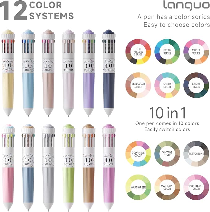 languo 120 Colors Multicolor Pen, 0.8mm Tip Retractable Colored Pens - Image 5