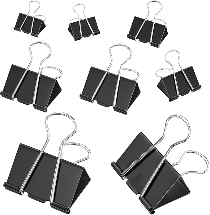 200 Count Binder Clips Assorted Sizes, 4 Sizes Large, Metal Paper Clamps - Image 7