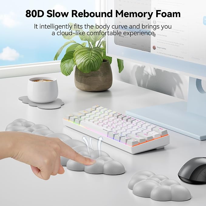 TECKNET Cloud Keyboard Wrist Rest Set, Cloud Wrist Rest - Image 4