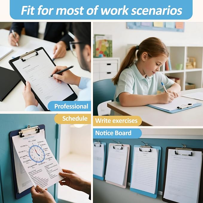 6 Pack Plastic Clipboards with Low Profile Clip, Hanging Clipboards Bulk - Image 9