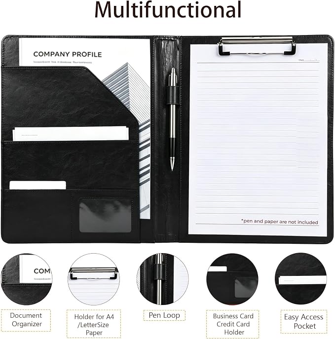 Professional Padfolio Portfolio Binder, Faux Leather Interview Resume Folder - Image 3