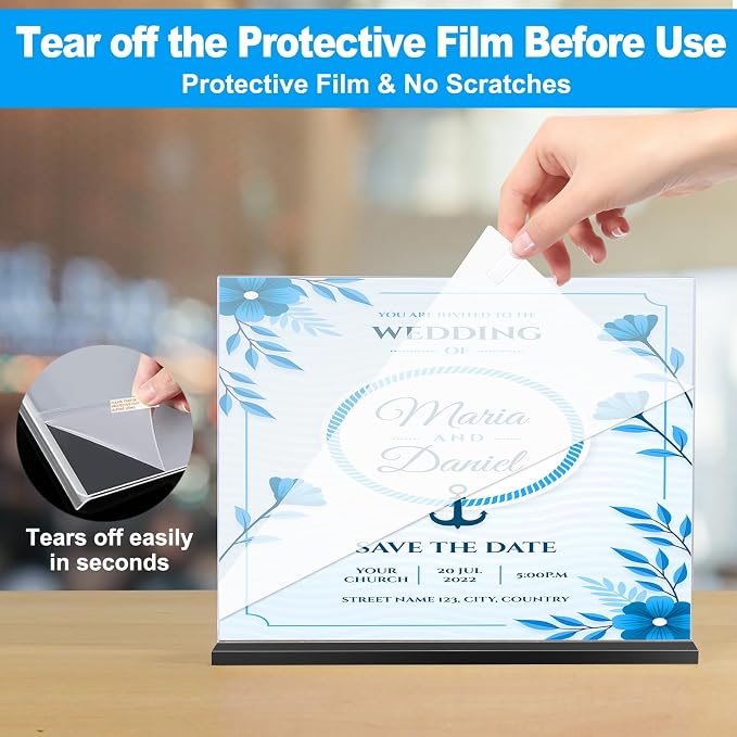 EHWINE 12 Pack Acrylic Sign Holder 8.5 x 11 Horizontal, Double-Sided Stand up - Image 3