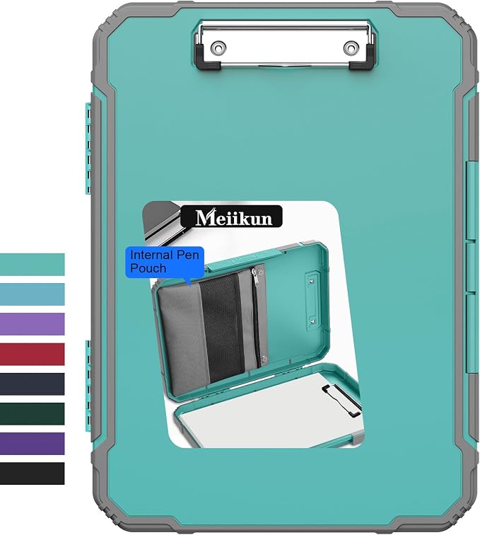 Meiikun Clipboard with Storage, Rugged Shockproof Protective, Internal Pen by Meiikun