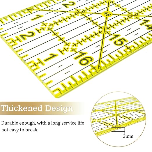 Acrylic Quilters Ruler, Sewing Ruler, 3-Inch by 17-Inch, Non Slip Rings 15 - Image 3