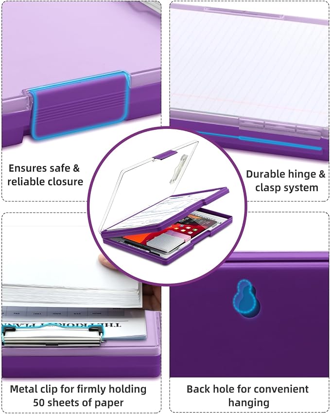 Clearview Clipboard with 2 Storage, Dry Erase 8.5x11 Heavy Duty ClipBoards - Image 6