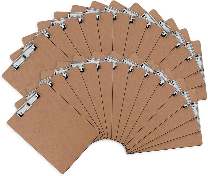 Clipboards, PANDRI 26 Pack Hardboard Office Clipboards, Low Profile Clip by PANDRI