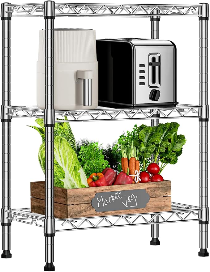 M MZG 750 lbs 3 Tier Shelf Metal Storage Shelves Wire Rack Closet Organizers by MEIGAOPLASTICANDMETALHKCOLIMITED