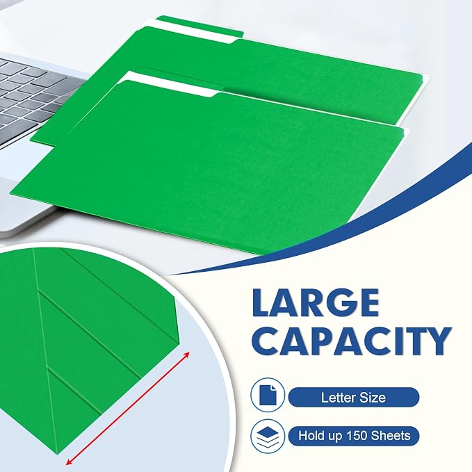 File Folder, PANDRI 120 Pack File Folder, 1/3 Cut Tab, Letter Size, Filing - Image 4