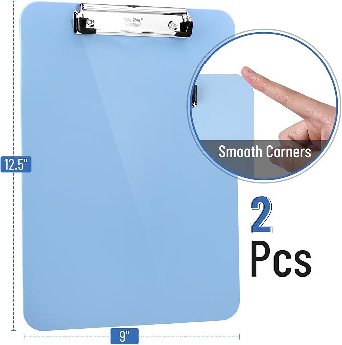 Mr. Pen- Plastic Clipboard, 12.5" x 9", 2 Pack, Clipboard Plastic | Low-Profile - Image 2