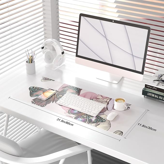 QiyI Large Mouse Pad, PU Leather Desk Blotter Protector, Waterproof Computer - Image 2