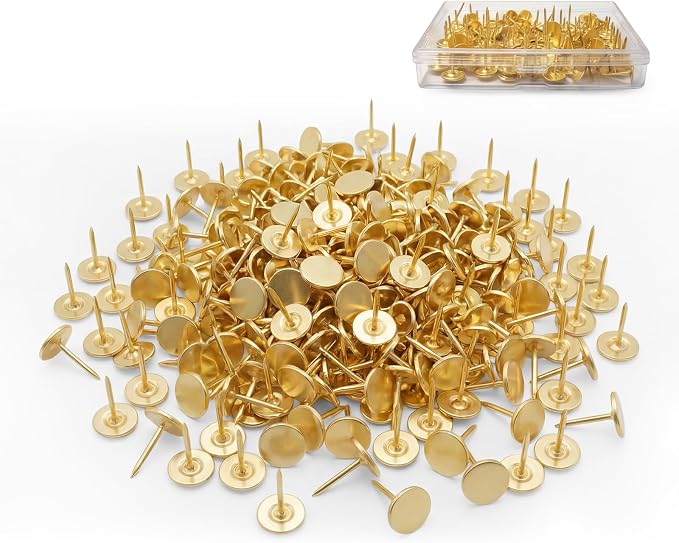 100pcs Heavy-Duty Gold Thumb Tacks, Long Needlepoint Tacks & Gold Push Pins - Image 8