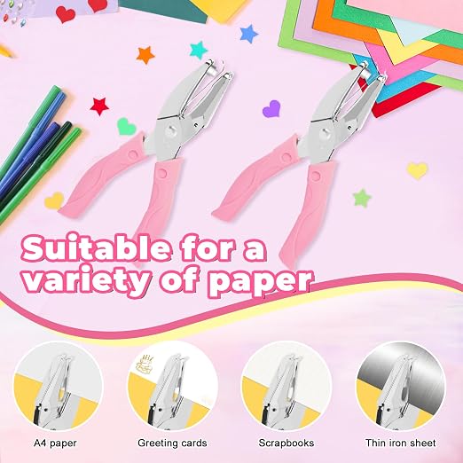 UCEC 5 Pack Metal Handheld Paper Punchers Single-Hole Tag Punch Set, 1/4" Small - Image 5