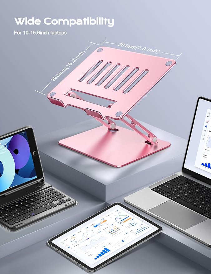 LOXP Adjustable Laptop Stand, Portable Laptop Riser, Aluminum Laptop Stand - Image 6