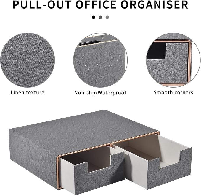 Linen Leather Desk Organizer - Image 5