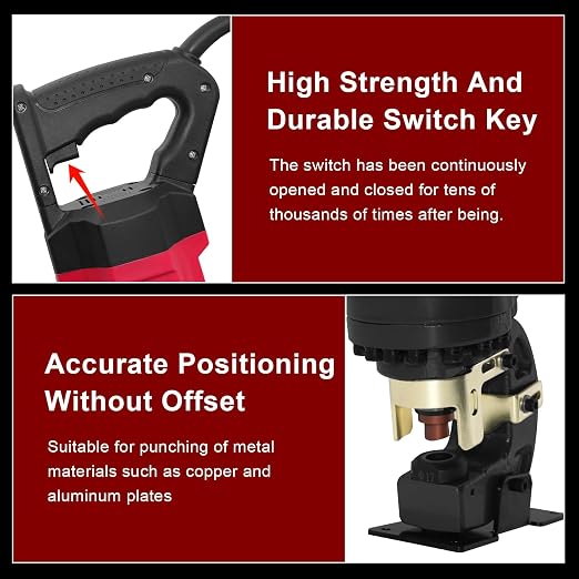 1400W Electric Hydraulic Hole Puncher, 22T Heavy Duty Hydraulic Hole Punch - Image 4