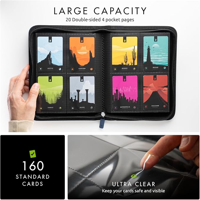 Vault X 4 Pocket Zip Binder, 160 Cards, Exo-Tec Material, 20 Side-Loading Pages - Image 4