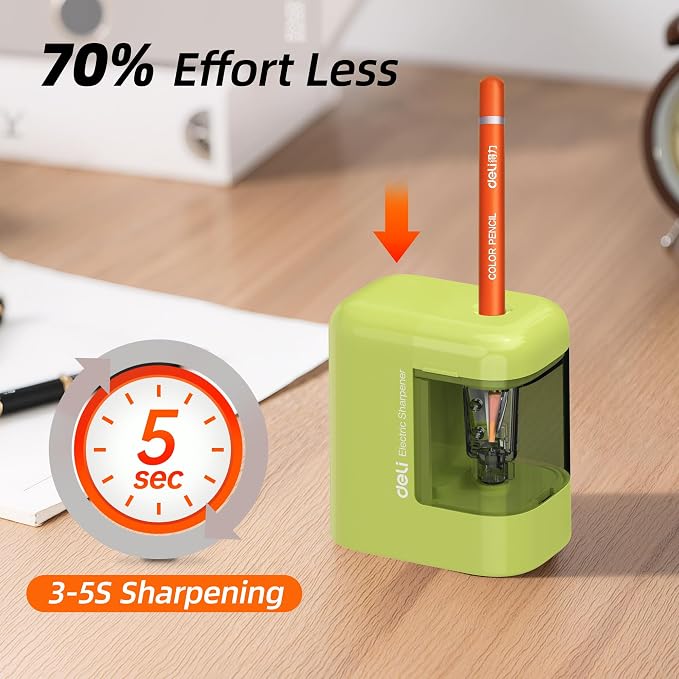 deli Electric Pencil Sharpener, Portable Pencil Sharpener - Image 2