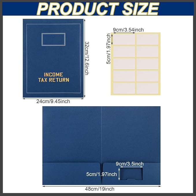 Kisston 200 Pcs Tax Return Folders Bulk 2 Pocket Gold Foil Stamped Income Tax - Image 2